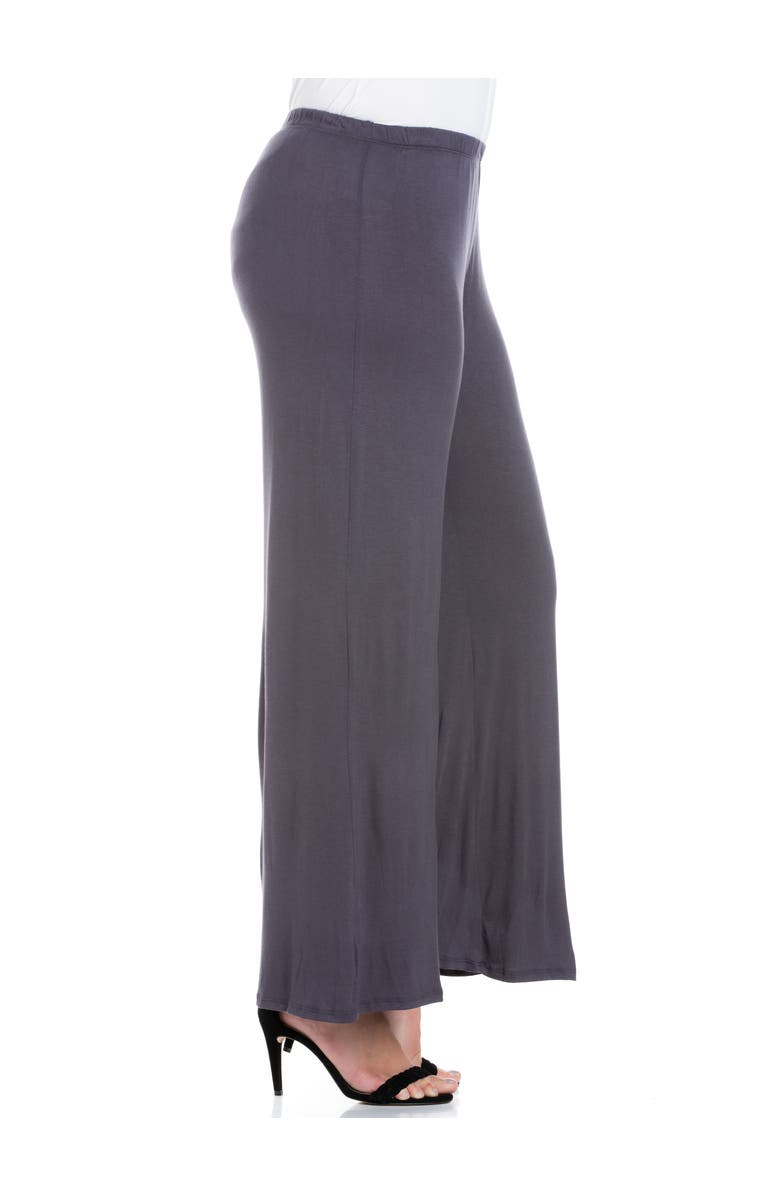 24seven Comfort Apparel Elastic Waist Flared Leg Palazzo Pants, Alternate, color, Charcoal