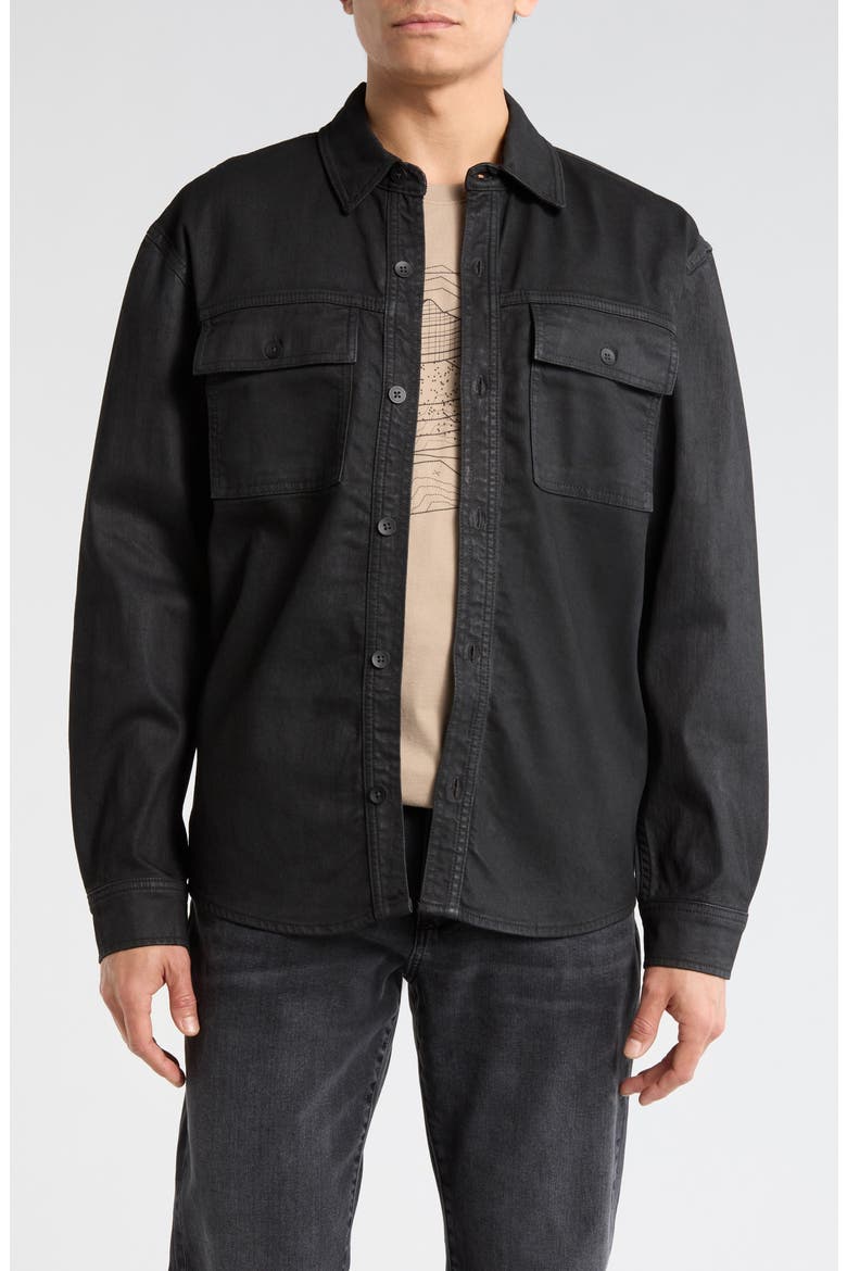 Elias Coated Shirt Jacket, Main, color, CHARCOAL BLACK