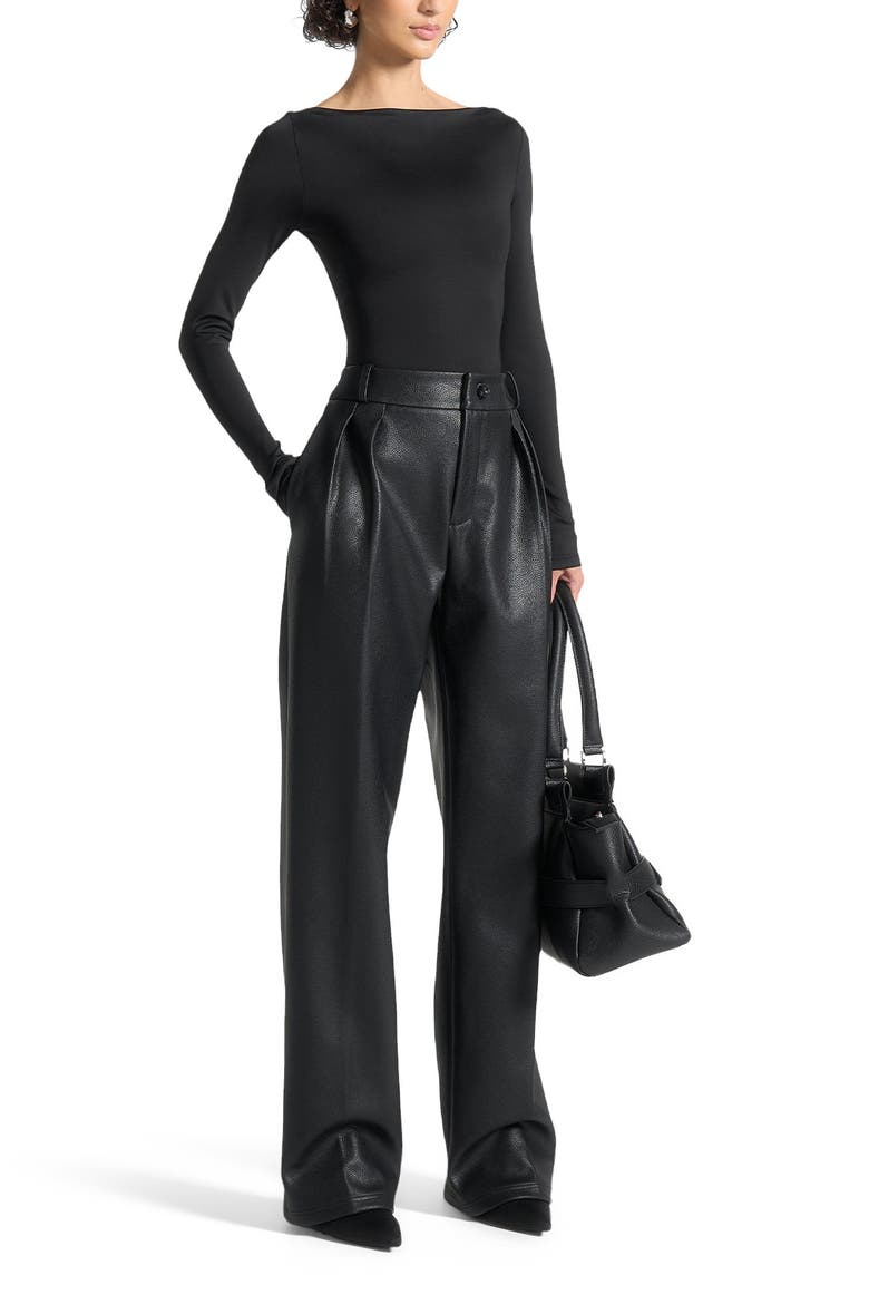 Eva Boat Neck Bodysuit, Alternate, color, Black