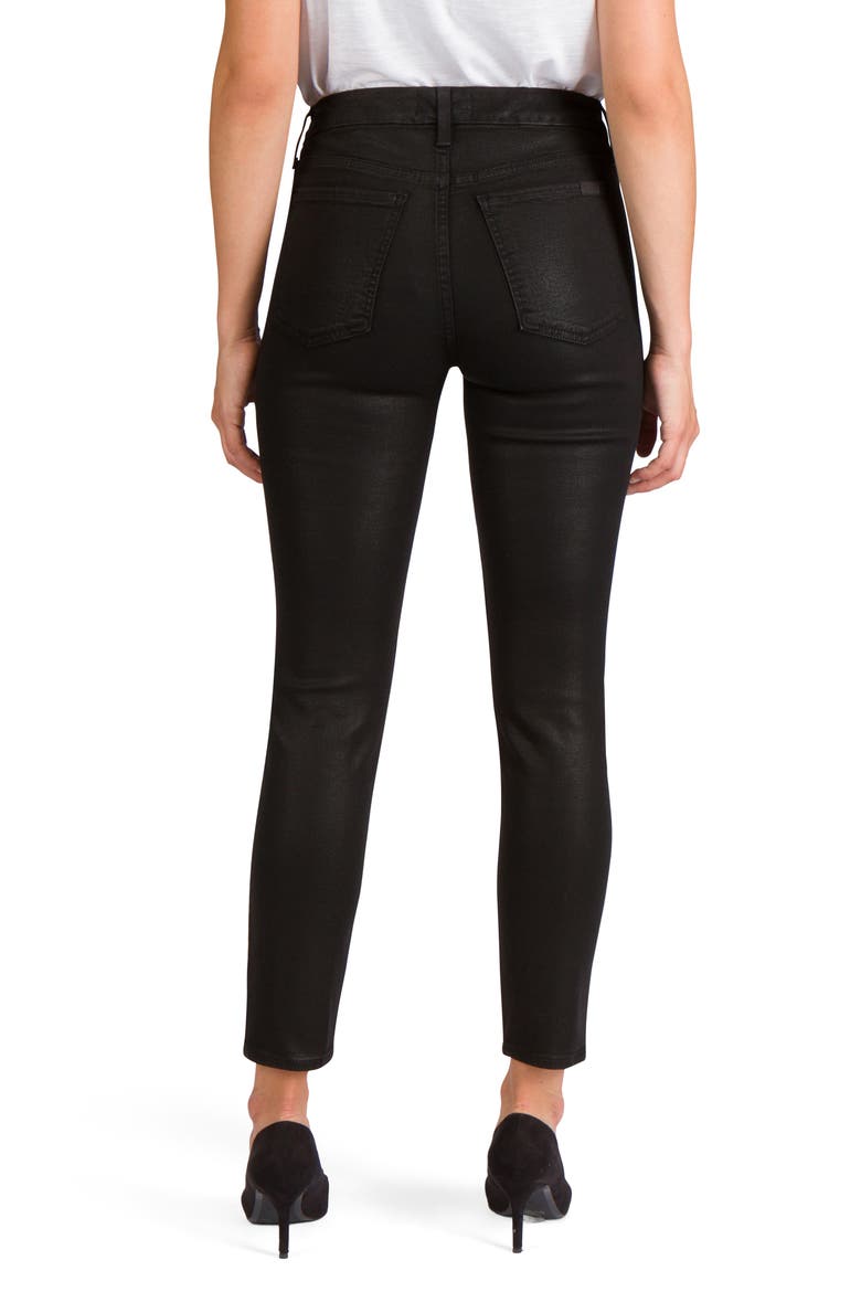 JEN7 Coated High Waist Ankle Skinny Jeans, Alternate, color, BLACK