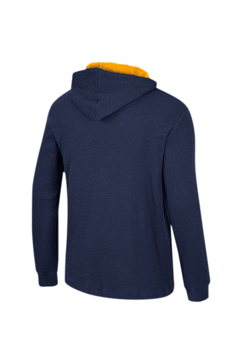Men's Colosseum Navy West Virginia Mountaineers Affirmative Thermal Hoodie Long Sleeve T-Shirt, Alternate, color, Navy