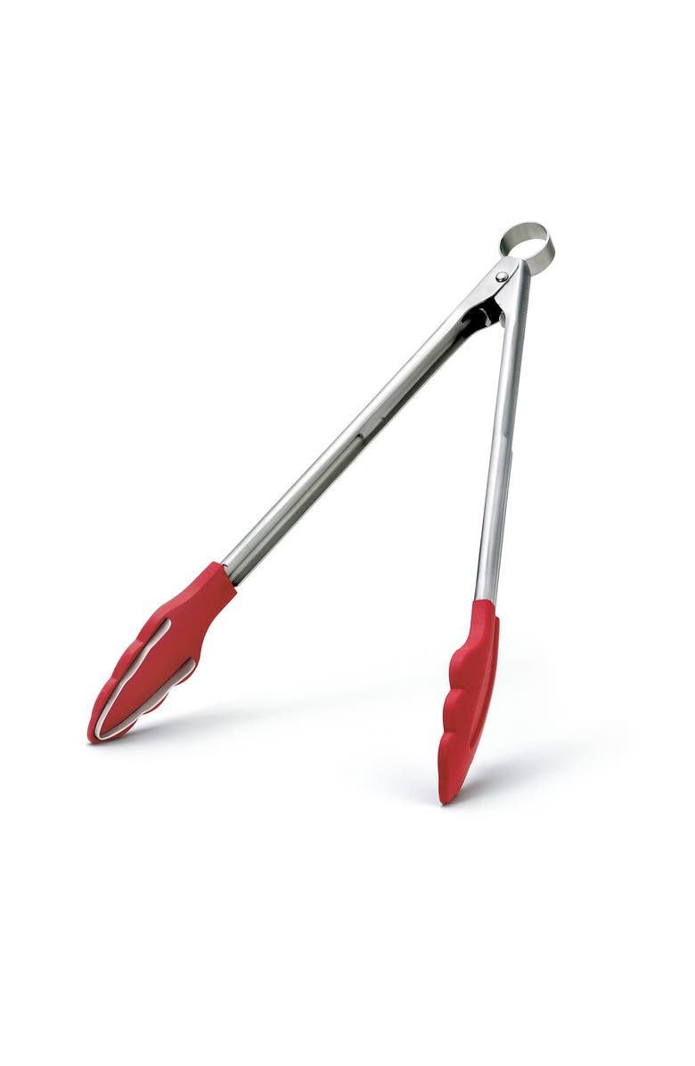 CUISIPRO 9.5 Inch Tongs With Teeth, Red, Alternate, color, Red