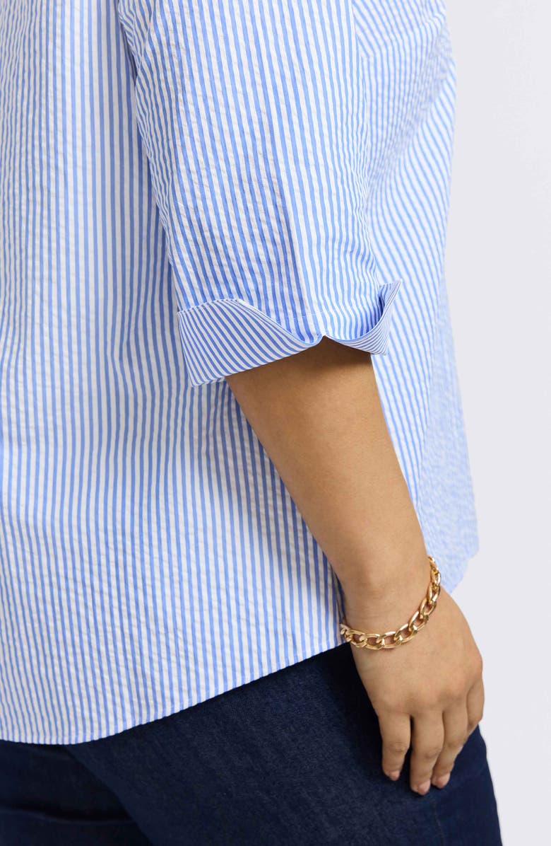 Foxcroft Therese Stripe Button Back Cotton Seersucker Popover Shirt, Alternate, color, 