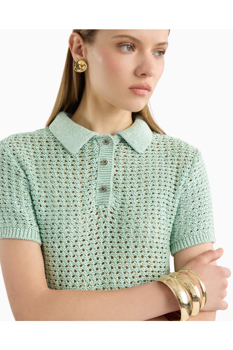 Adalyn crochet polo, Alternate, color, Misty Jade