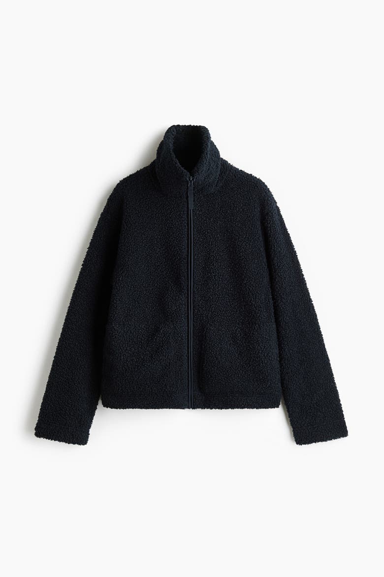 Teddy Fleece Jacket, Alternate, color, Navy blue