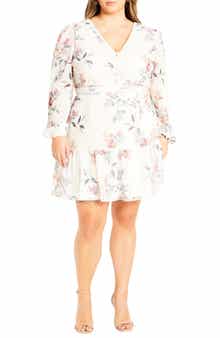 City Chic Kiki Floral Embroidered Long Sleeve Dress