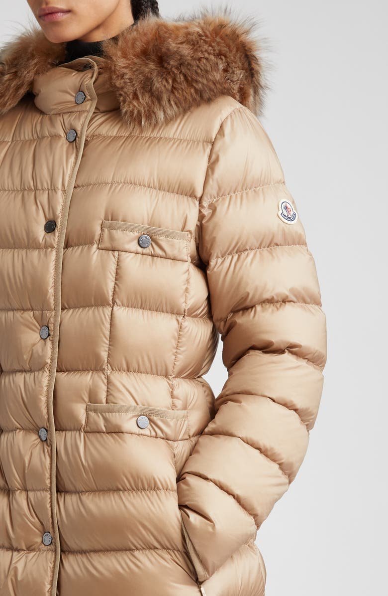 Moncler Hirmafur Quilted Down Coat with Removable Genuine Shearling Trim, Alternate, color, 