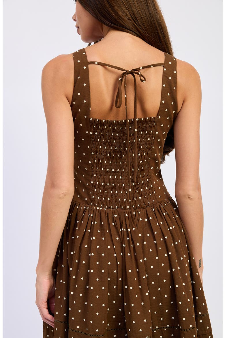Stella Polka Dot Midi Dress, Alternate, color, BROWN IVORY