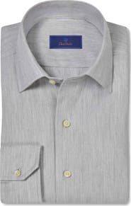 David Donahue Spread Collar Herringbone Sport Shirt