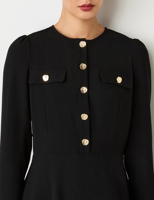Finery London Evie Long Sleeve Crepe Short Dress In Black
