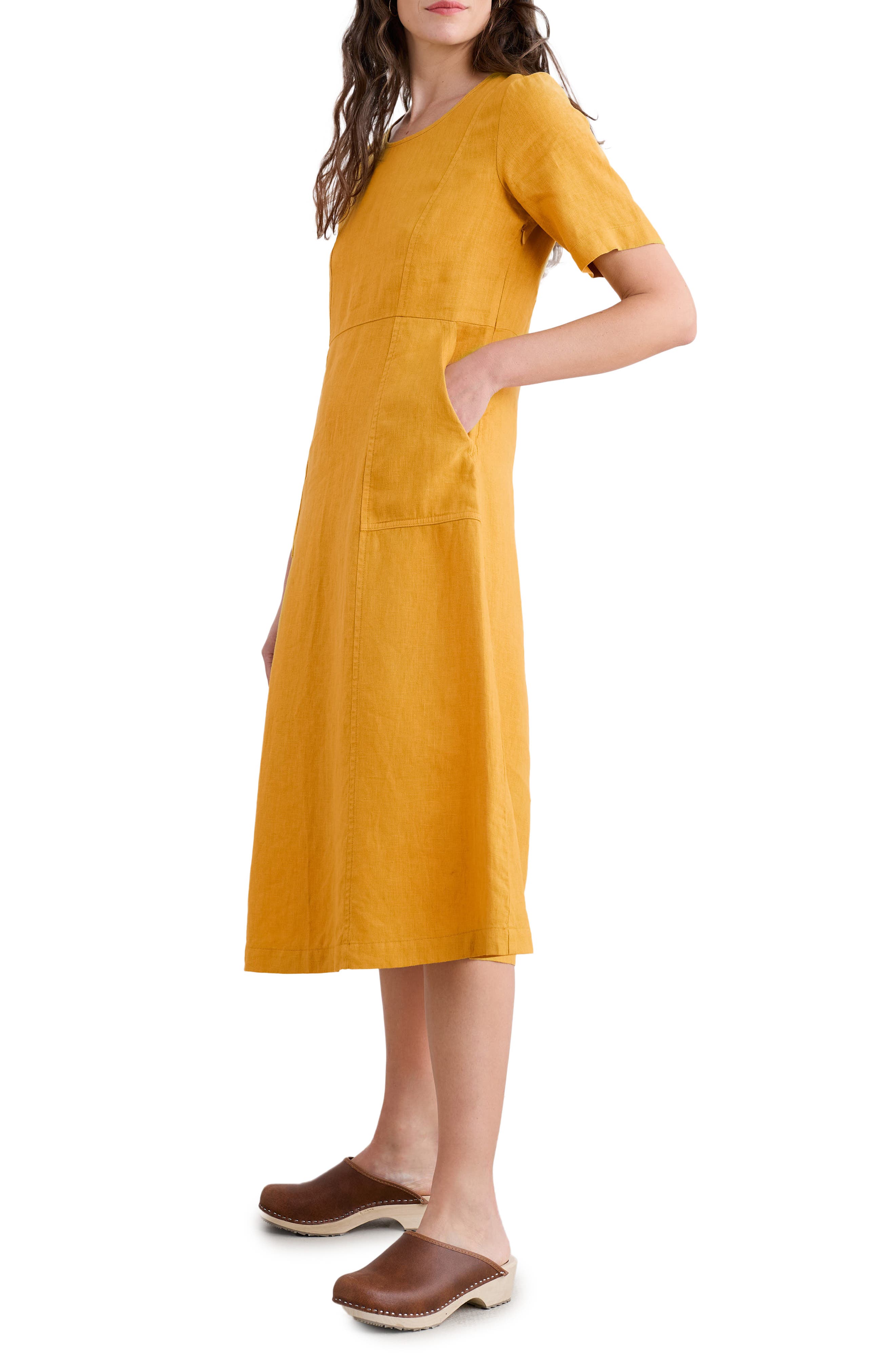 Grass Wave Linen Midi Dress