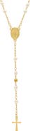 STEELTIME 18k Gold Plated Imitation Pearl Rosary Necklace