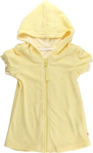 RuffleButts Kids' Banana Hooded Terry Cover-Up Dress