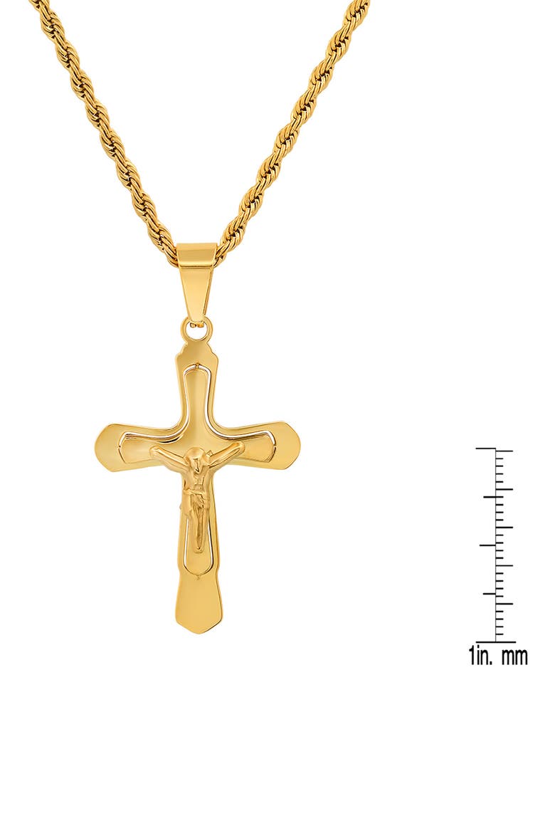 Stainless Steel Crucifix Pendant Necklace, Alternate, color, YELLOW