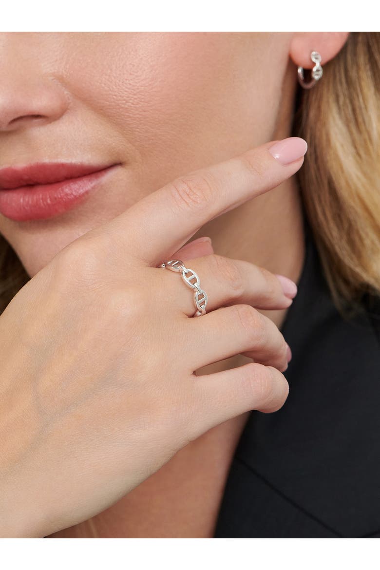 Mariner Anchor Ring in Rhodium Plated Sterling Silver, Alternate, color, Silver