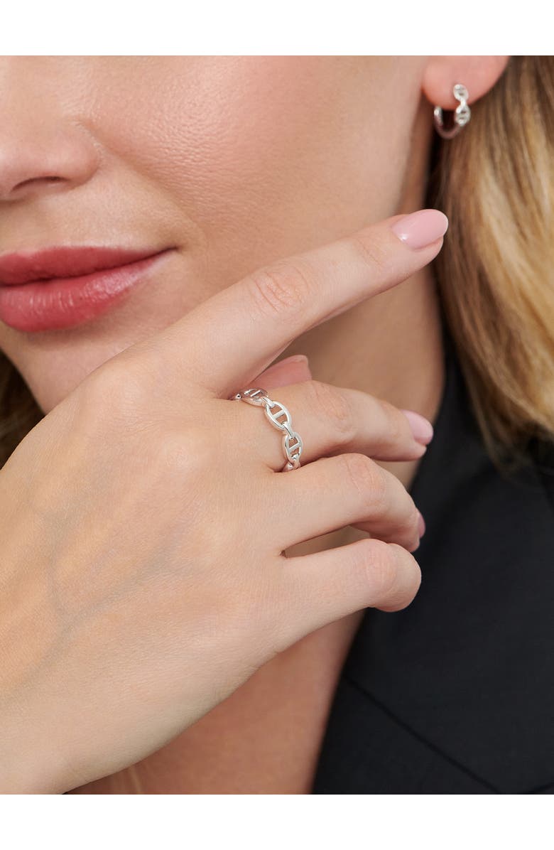 DEVATA Mariner Anchor Ring in Rhodium Plated Sterling Silver, Alternate, color, Silver