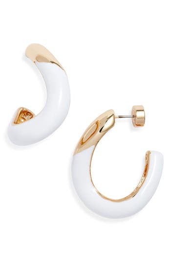 Nordstrom Enamel Sculpted Hoop Earrings In White