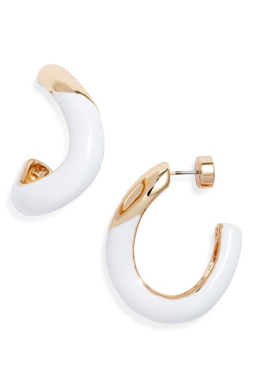 Nordstrom Enamel Sculpted Hoop Earrings In White- Gold