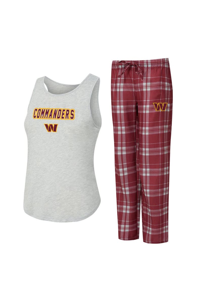 CONCEPTS SPORT Women's Concepts Sport  Heather Gray/Burgundy Washington Commanders Regulate Plaid Tank Top & Pants Sleep Set, Main, color, Heather Gray