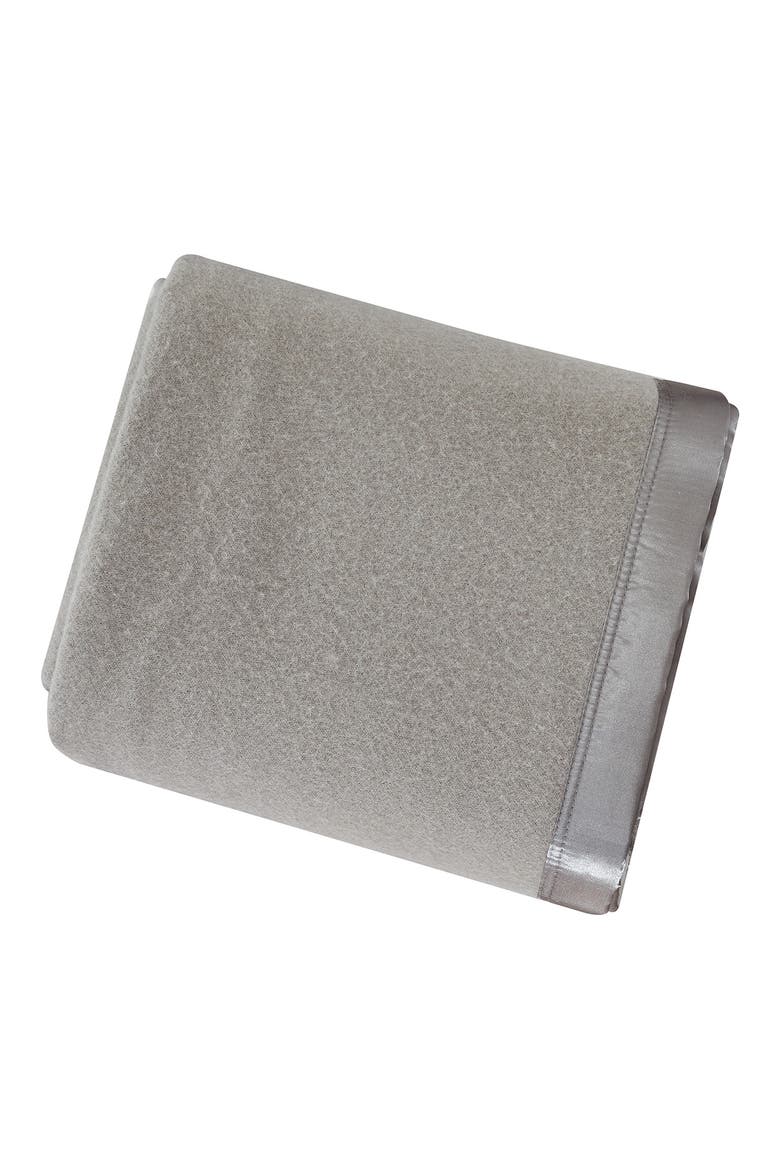 Wool & Satin Trim Blanket, Main, color, GREY
