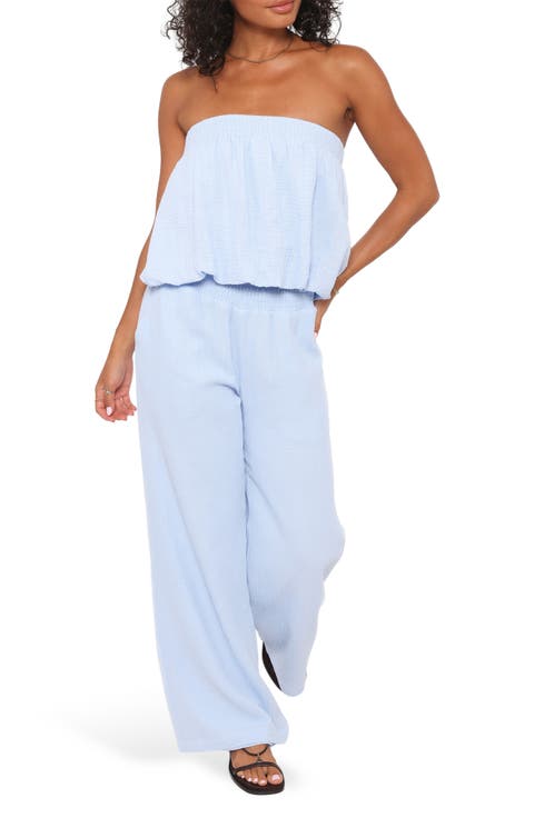 Olivia Cotton Strapless Top & Wide Leg Pants Set