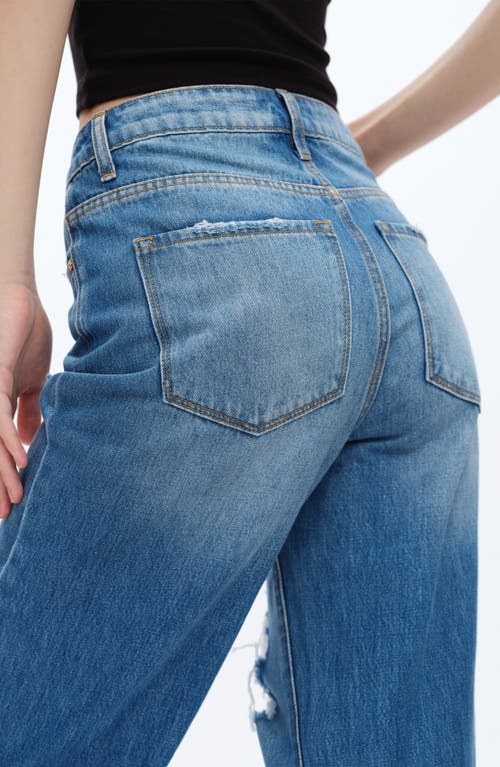 Bayeas Rita Ripped Super High Waist Wide Leg Jeans In Blue