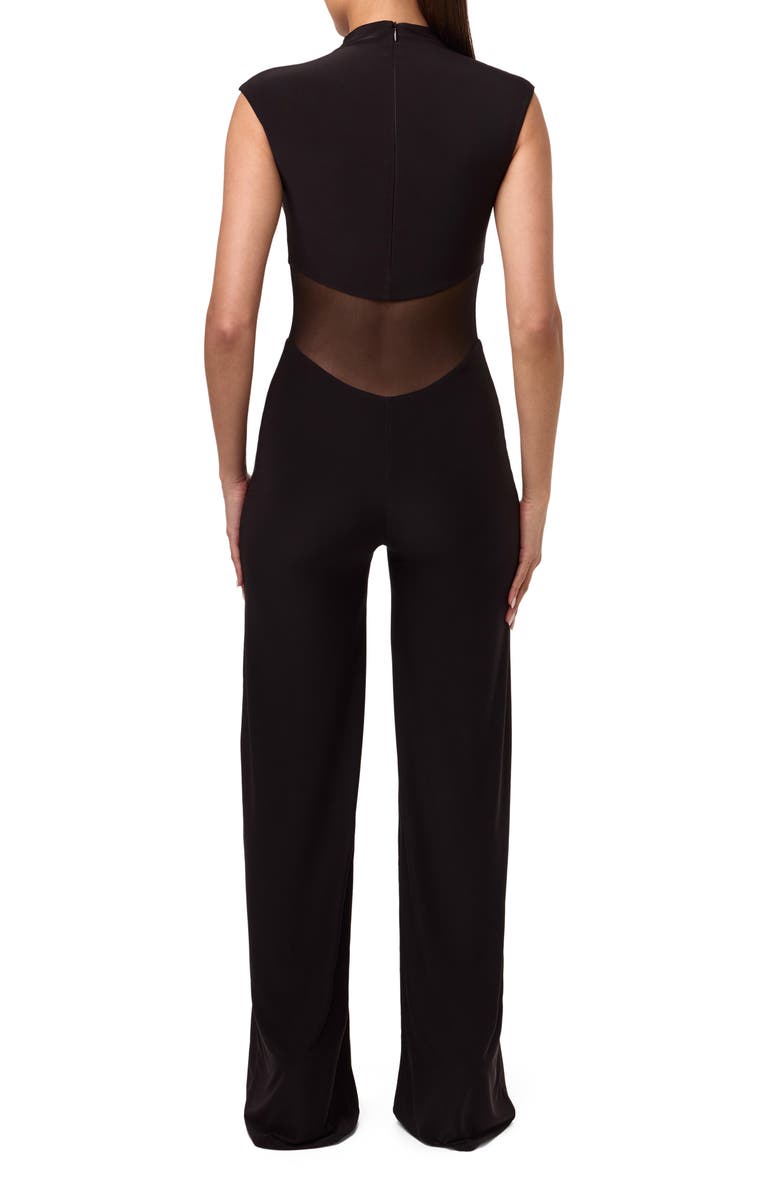 Naked Wardrobe Mesh Mock Neck Jumpsuit, Alternate, color,