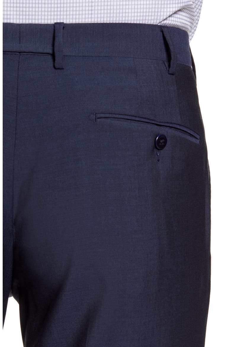 Parker Flat Front Solid Wool Dress Pants, Alternate, color, BLUE