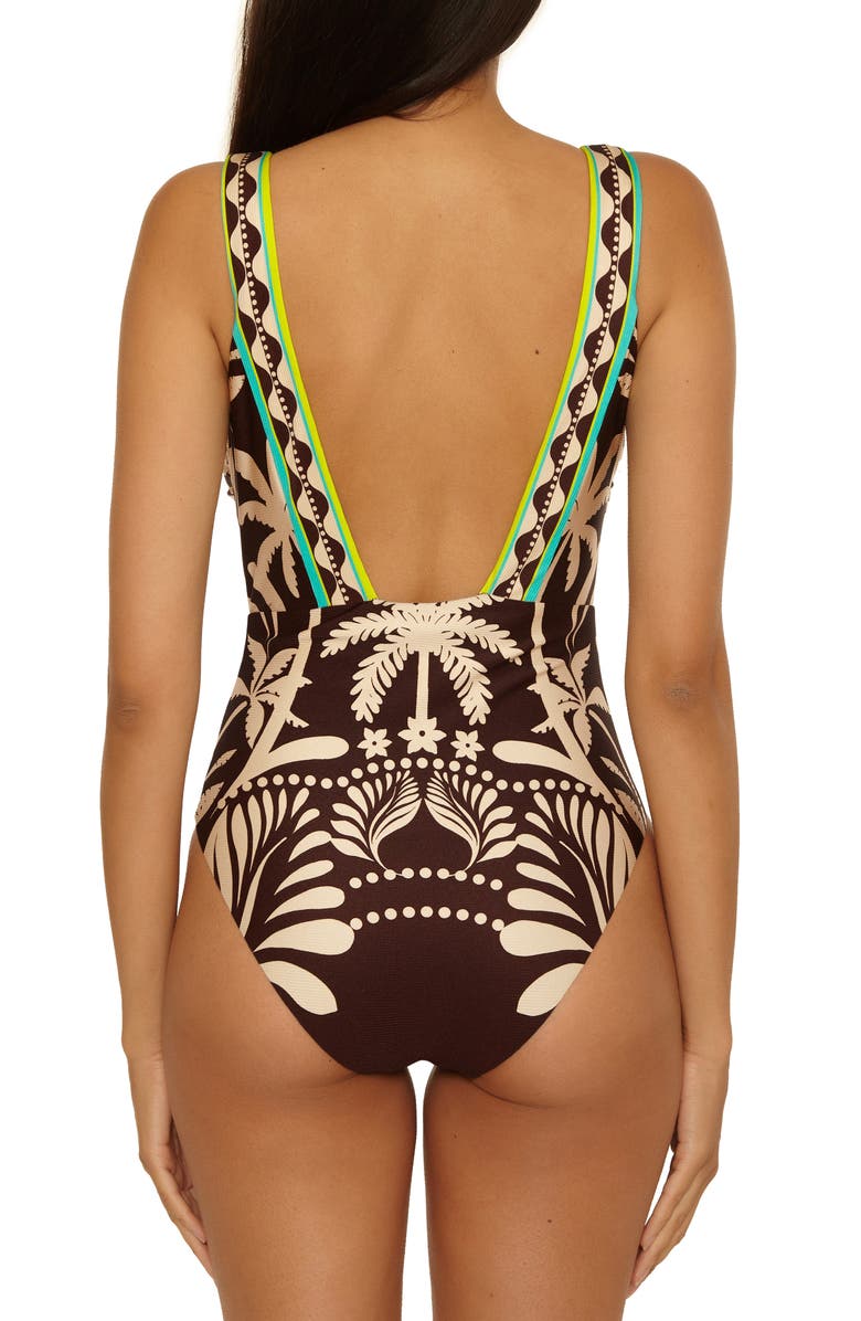 Trina Turk Syros Plunge One-Piece Swimsuit, Alternate, color, Multi