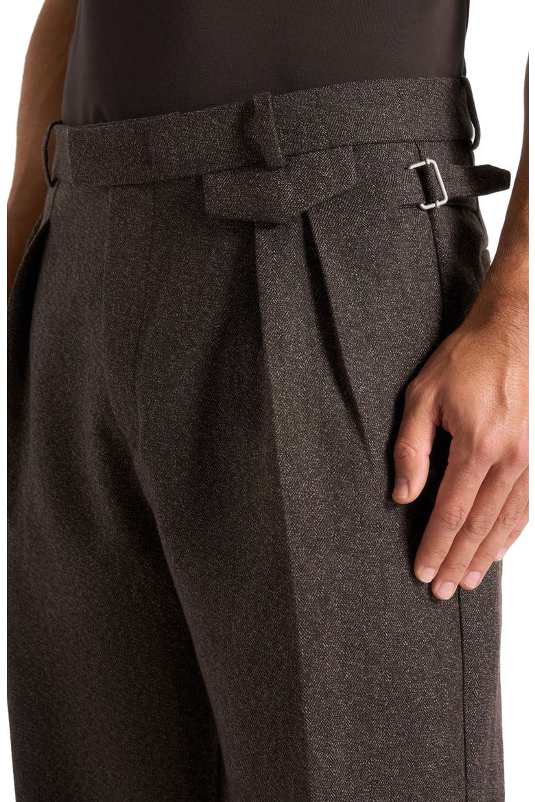 Pierre Relaxed Fit Melange Pleated Tailored Trousers, Alternate, color, Brown