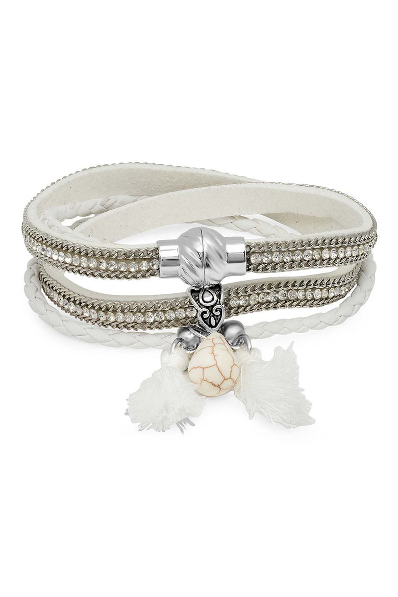 Layered Wrap Bracelet, Main, color, WHITE