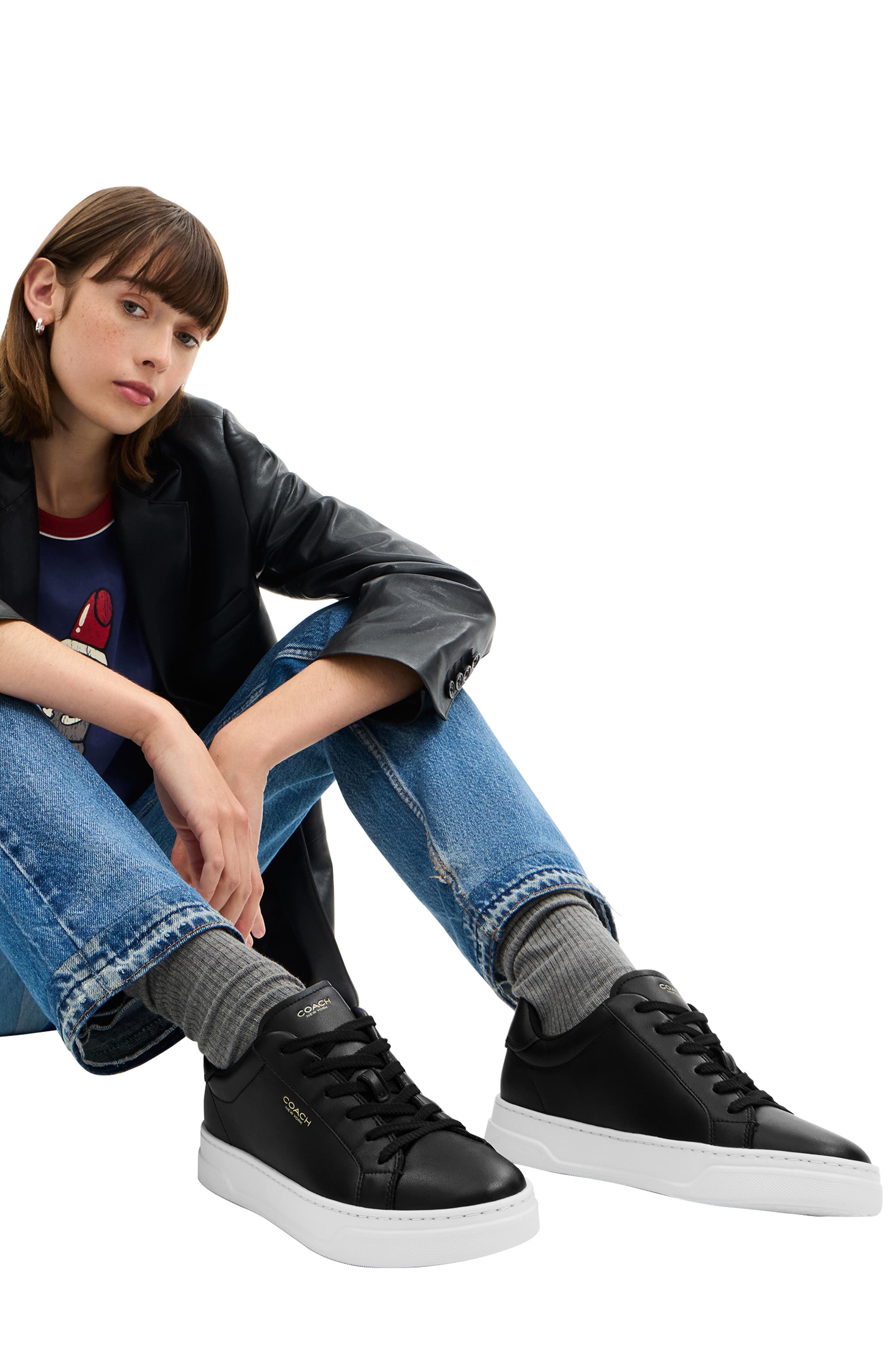 COACH High Line Sneaker, Alternate, color, Black/ Optic White