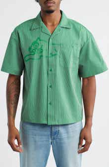 ICECREAM Decker Pinstripe Cotton Camp Shirt