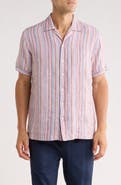 Brooks Brothers Regular Fit Stripe Linen Camp Shirt