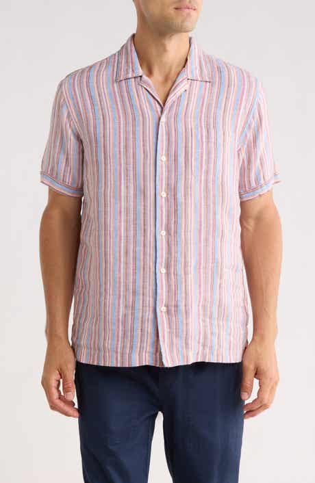 Brooks Brothers Regular Fit Stripe Linen Camp Shirt