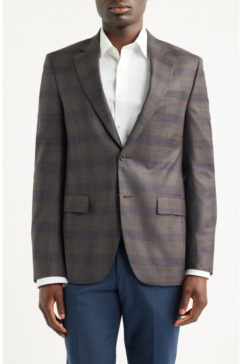 Flynn Classic Fit Brown Plaid Wool Sport Coat, Main, color, BROWN