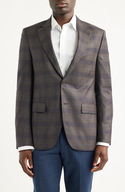 Flynn Classic Fit Brown Plaid Wool Sport Coat