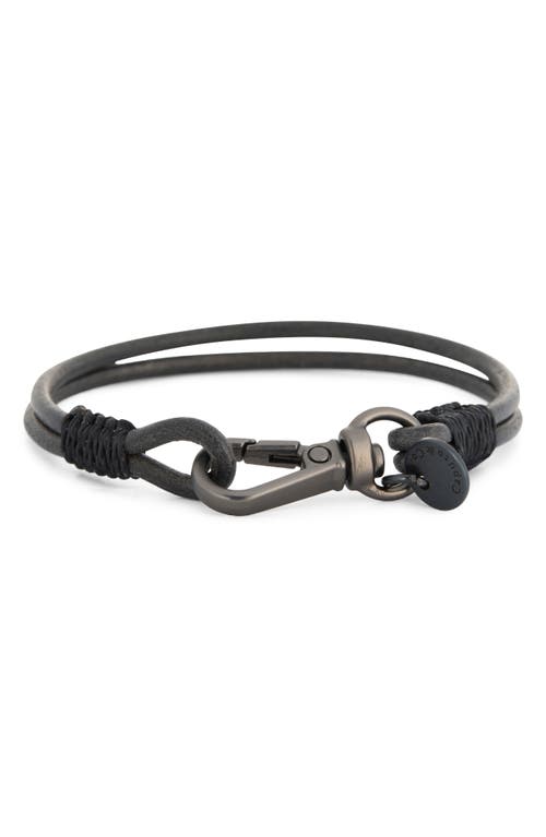 Caputo & Co Embossed Multistripe Leather Bracelet In Gray