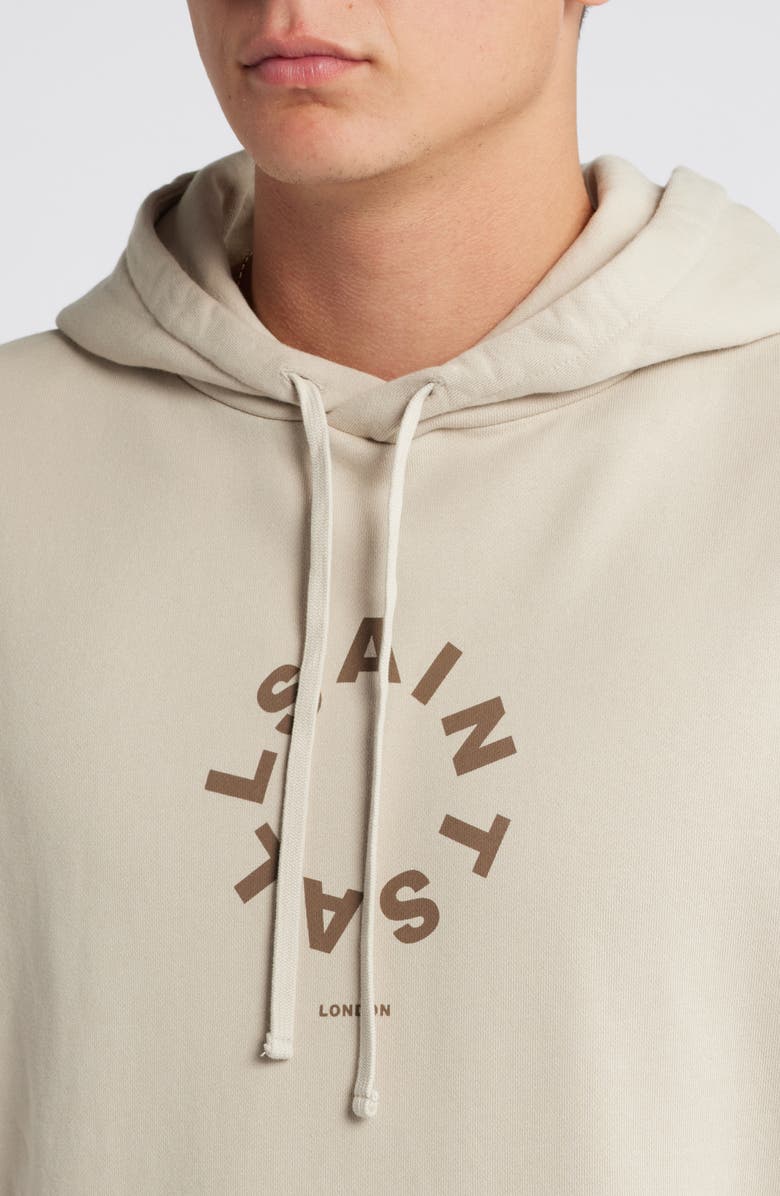 AllSaints Tierra Pullover Graphic Hoodie, Alternate, color, Dune Taupe