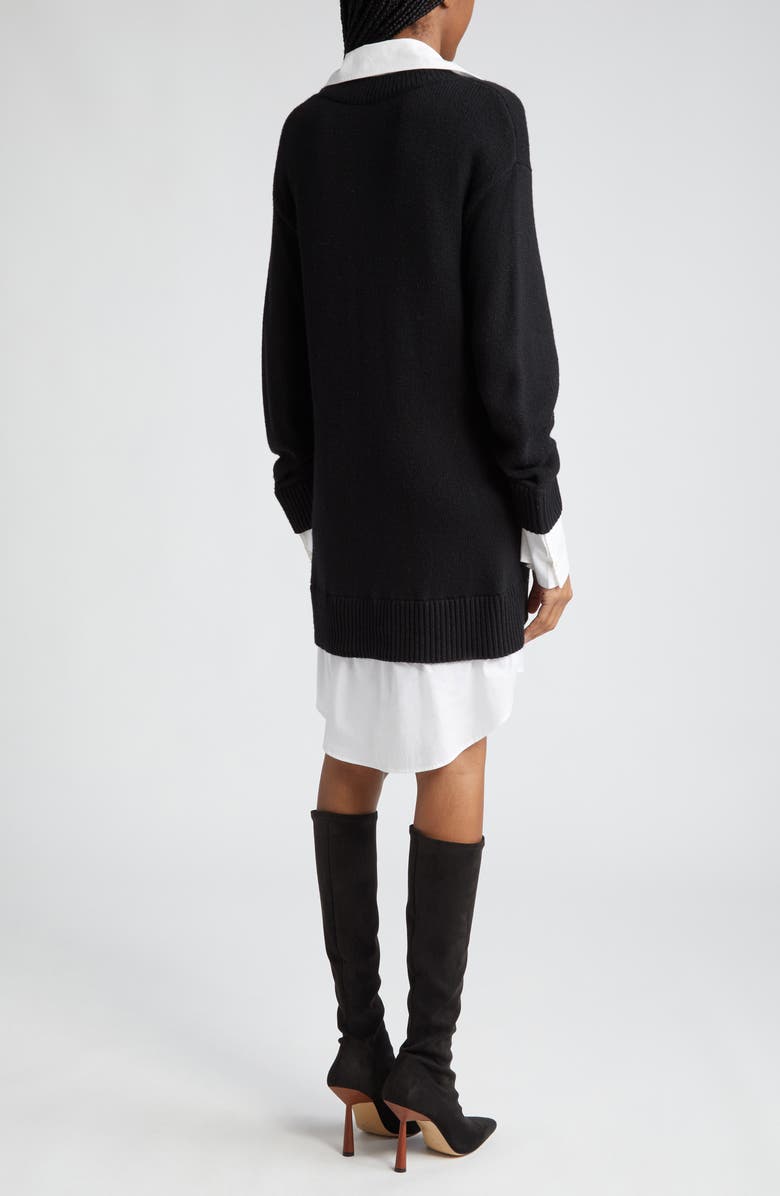 Cinq à Sept Embroidered Collar Santina Long Sleeve Sweater Shirtdress, Alternate, color, 