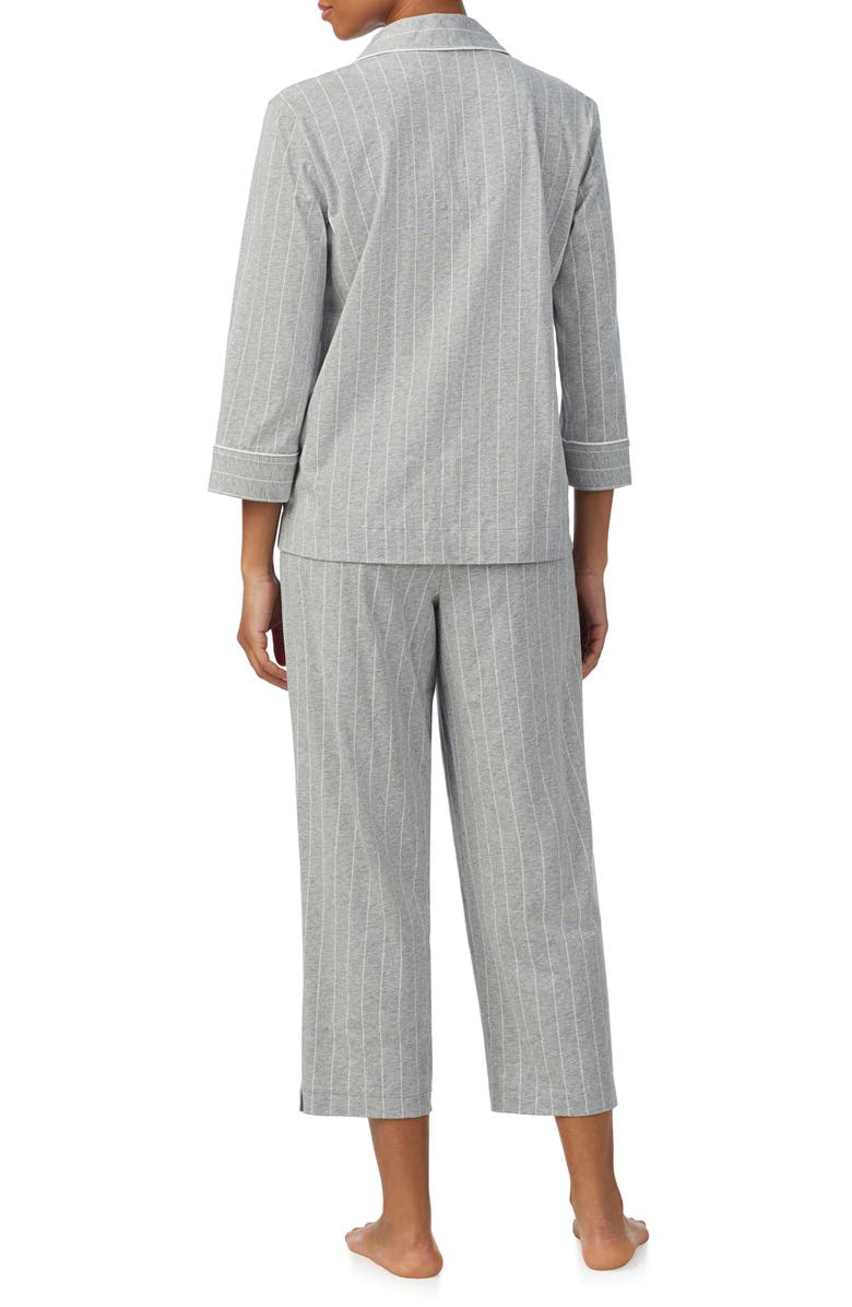Lauren Ralph Lauren Knit Crop Cotton Pajamas, Alternate, color, Greystone