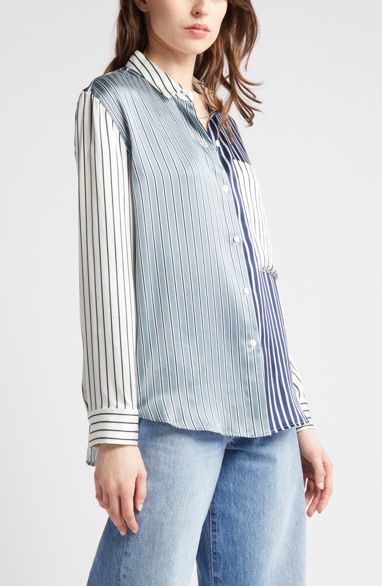 Rails Spencer Mixed Stripe Silk Shirt, Alternate, color, 