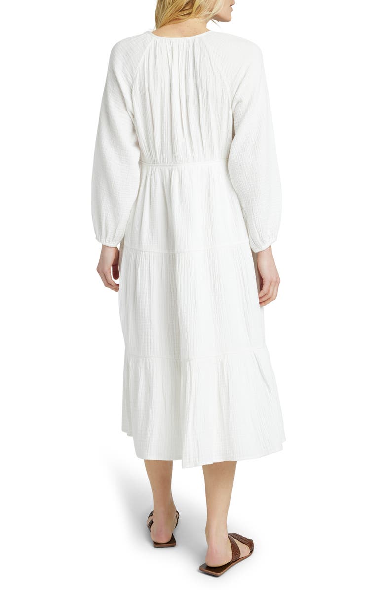 Faherty Dream Organic Cotton Gauze Midi Dress, Alternate, color, White
