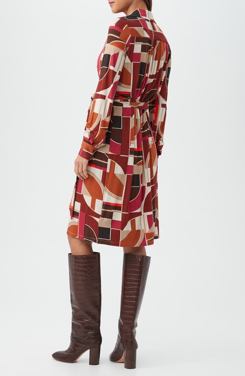Trina Turk Makeba Long Sleeve Wrap Dress In Brown