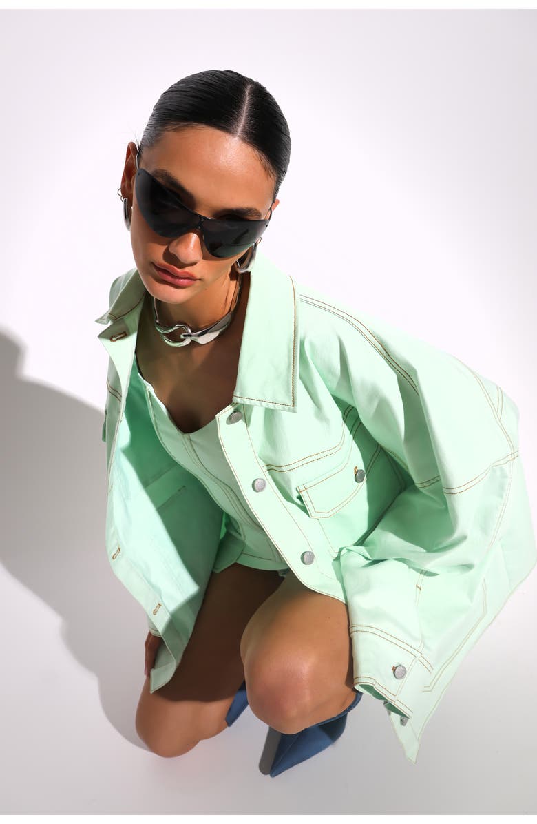 BY.DYLN Jerome Denim Jacket, Alternate, color, Mint