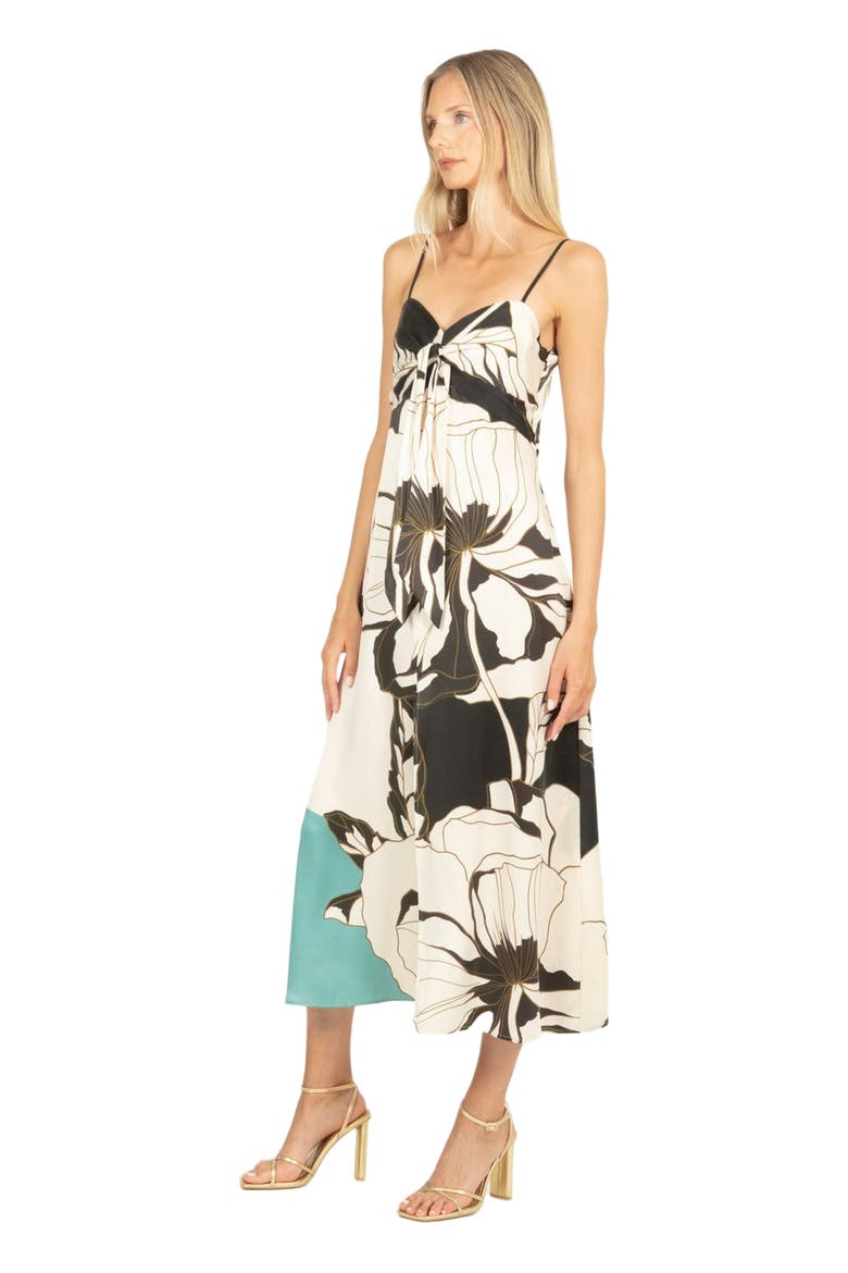 Ceres Maxi Dress with Front Slit, Alternate, color, CYAN GREEN ABSTRACT FLORAL