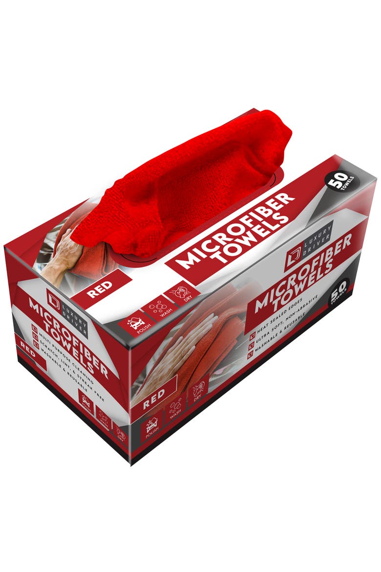Microfiber Towel 50 Count, Alternate, color, Red