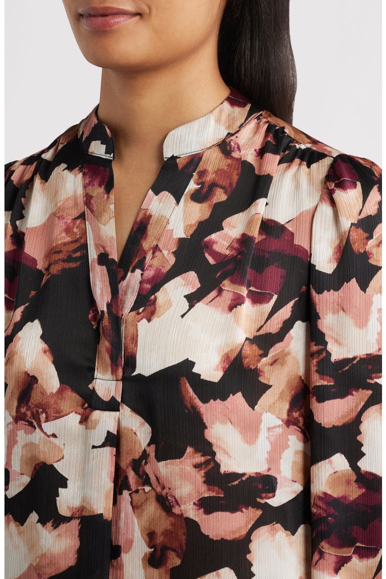 Printed Textured Crepe Long Sleeve Top, Alternate, color, ANNE BLACK MULTI