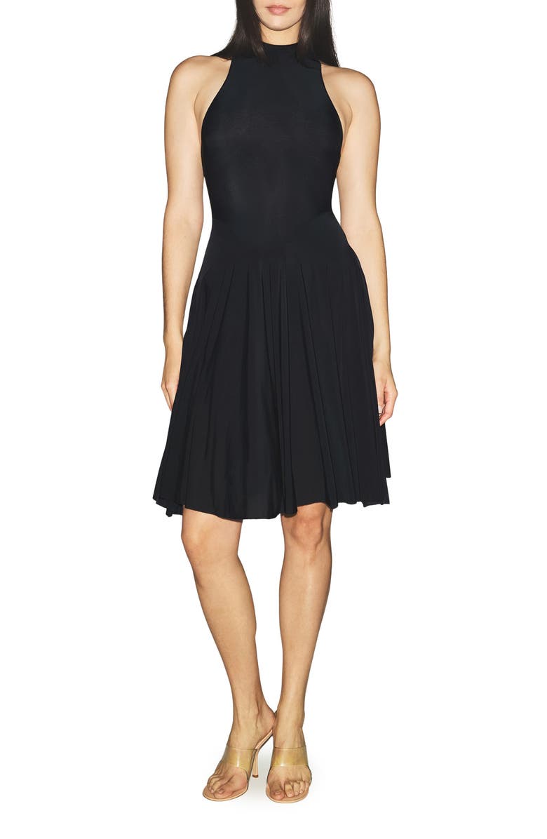 SKIMS Milky Sheer High Neck Dress, Main, color, Obsidian