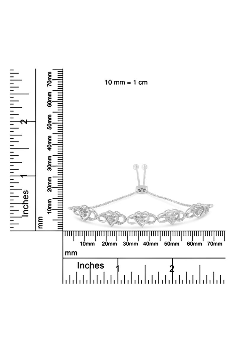 Haus of Brilliance Silver Diamond Accent Interlocking Infinity and Heart Bolo Tennis Bolo Bracelet, Alternate, color, White